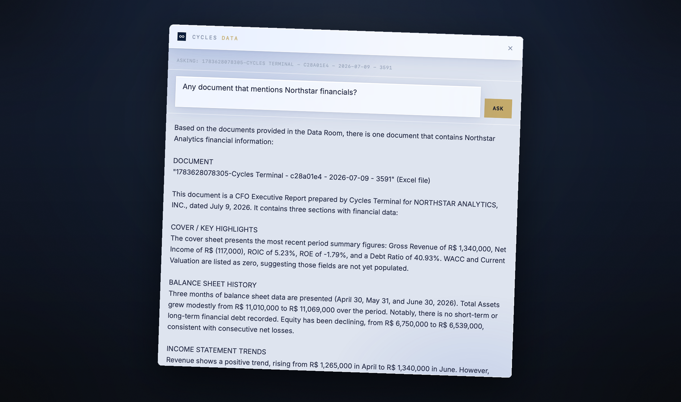 Cycles Data — sourced answer